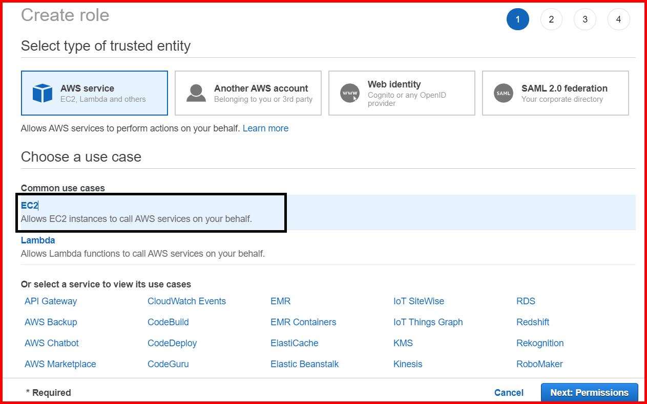 Picture showing the source service on which role will be applied